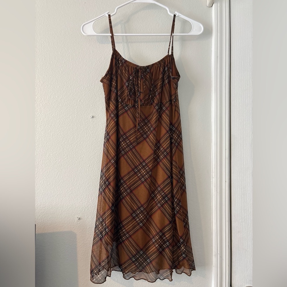 See You Monday Brown Plaid Dress